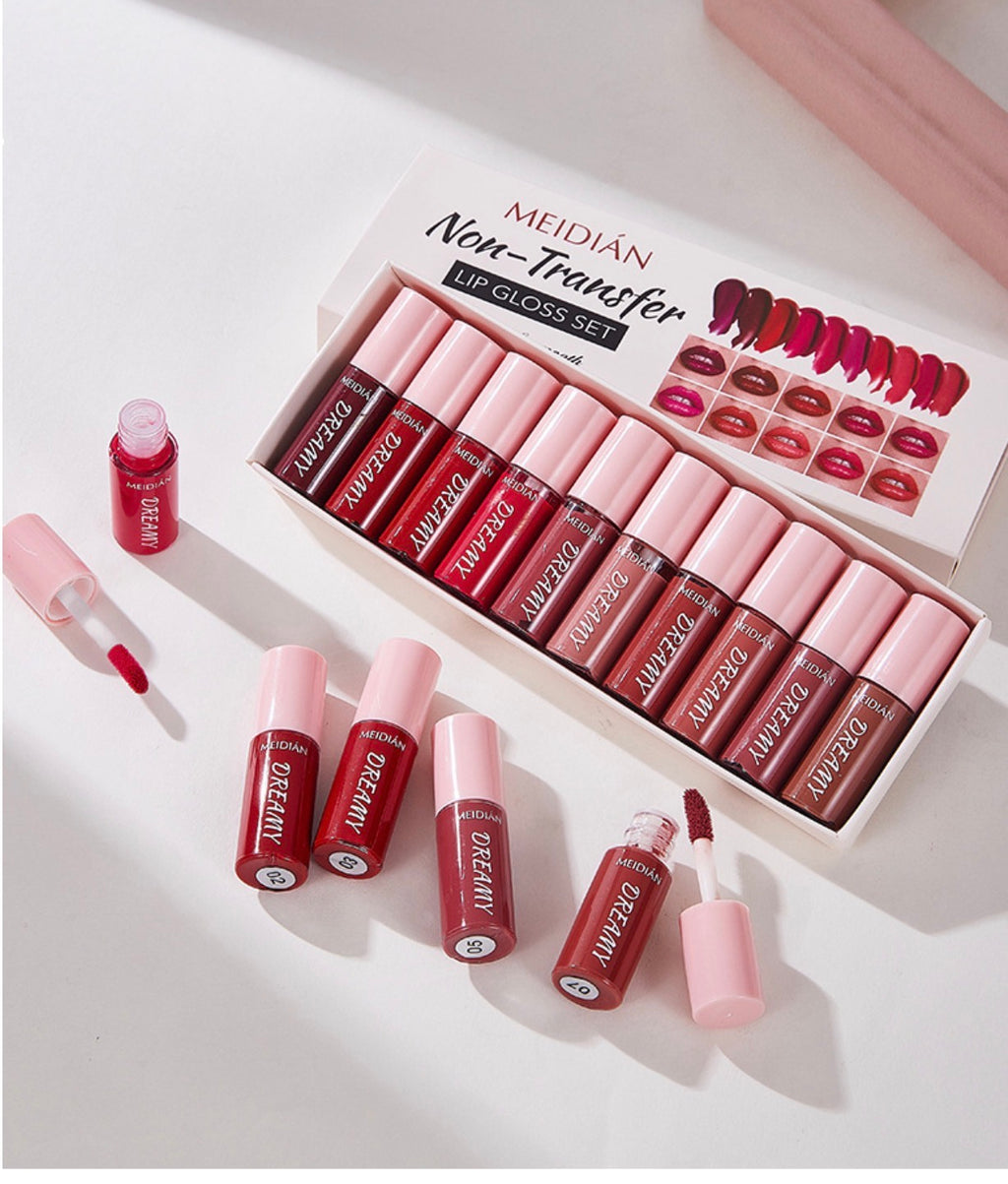 Exclusive Lip Gloss Set 10pcs Moisturizing Lip Gloss Assorted Flavors Shine